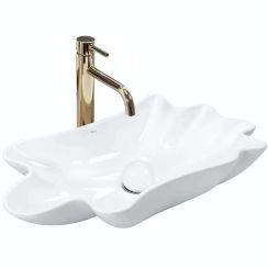 Rea Infinity Waschbecken mit Ablaufstopfen 62x33 cm Aufsatzwaschbecken weiß glanz REA-U3607