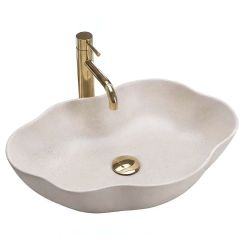 Rea Pearl Waschbecken 50.5x38 cm Aufsatzwaschbecken braun/beige matte REA-U0617