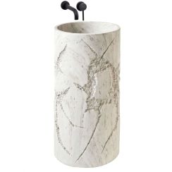 Rea Revello Waschbecken 46x46 cm rund Freistehend braun/beige matte REA-U0613