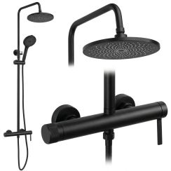Rea Rivo Duschset Wandmontage mit Kopfbrause schwarz REA-P9499