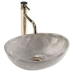 Rea Sofia Waschbecken 35x26 cm oval Aufsatzwaschbecken grauer Stein glanz REA-U9238