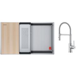 Set Edelstahlspüle Franke Box 127.0749.859, Küchenarmatur Franke Smart Glenda 115.0747.475