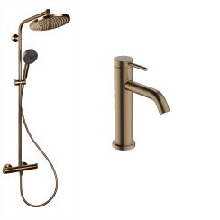 Hansgrohe Crometta Badezimmer-Set Wandmontage mit Thermostat mit Kopfbrause || 88002386