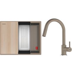 Set Granitspüle Franke Kanon 125.0749.657, Küchenarmatur Franke Lina 115.0626.084