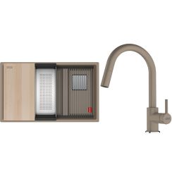 Set Granitspüle Franke Kanon 125.0749.677, Küchenarmatur Franke Lina 115.0626.084