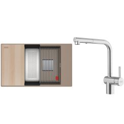 Set Granitspüle Franke Kanon 125.0749.667, Küchenarmatur Franke Atlas Neo 115.0741.710