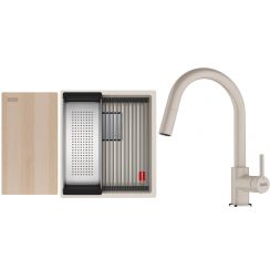 Set Granitspüle Franke Kanon 125.0749.646, Küchenarmatur Franke Lina 115.0626.082