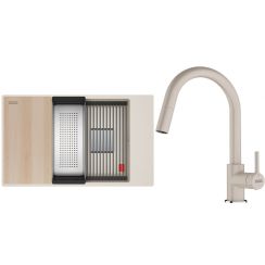 Set Granitspüle Franke Kanon 125.0749.666, Küchenarmatur Franke Lina 115.0626.082