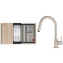 Set Granitspüle Franke Kanon 125.0749.676, Küchenarmatur Franke Lina 115.0626.082