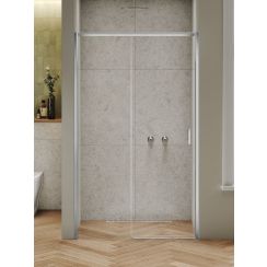 New Trendy Prime Nickel Brushed Duschtüren 130 cm Schiebe- nickel gebürstet/durchsichtiges Glas D-1347A