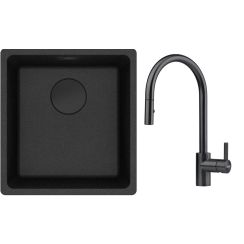 Set Küchenarmatur Franke Eos 115.0613.671, Granitspüle Franke Maris 125.0740.843