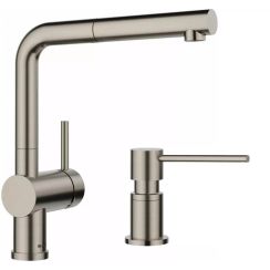 Set Küchenarmatur Blanco Linus-S 527699, Flüssigkeitsspender Blanco Lato 527721