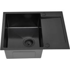 Ruvetti Look Edelstahlspüle 60x48 cm schwarz 5003L_PVD_BL120_W