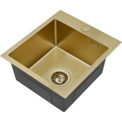 Ruvetti Look Edelstahlspüle 45x40 cm gold 5003L_PVD_CH40_W