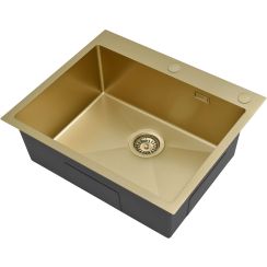 Ruvetti Masivo Waschbecken mit Spender 60x50 cm gold 5002M_PVD_CH60_W