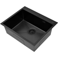 Ruvetti Masivo Waschbecken mit Spender 60x50 cm schwarz 5002M_PVD_BL60_W