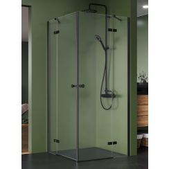 New Trendy Kalibra Black Duschkabine 90x80 cm rechteckig schwarz Matte/durchsichtiges Glas K-5097