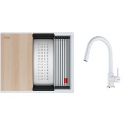 Set Granitspüle Franke Kanon 125.0749.655, Küchenarmatur Franke Lina 115.0626.081