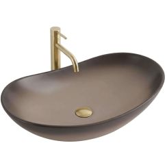 Rea Royal Waschbecken 61.5x36 cm oval Aufsatzwaschbecken braun/beige matte REA-U0626