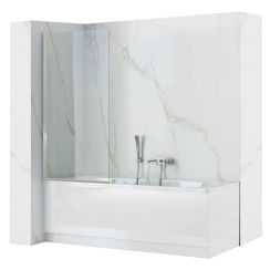 Rea Lagos Badewannenabtrennung 70 cm einteilig chrom /durchsichtiges Glas REA-W7639