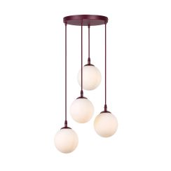 Emibig Cosmo Pendelleuchte 4x10 W weiß-burgund 1789/4PREM