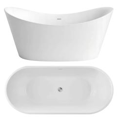 Rea Ferrano Freistehende Badewanne 150x74 cm oval weiß REA-W0089
