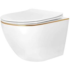 Rea Carlo Mini WC-Becken hängend weiß-gold Glanz REA-C6806