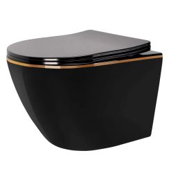 Rea Carlo Mini WC-Becken hängend schwarz-gold Glanz REA-C4695