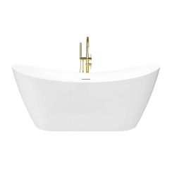 Rea Ferrano Freistehende Badewanne 150x77 cm oval weiß REA-W0080