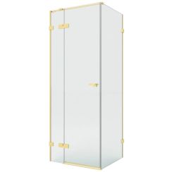 New Trendy Eventa Gold Brushed Duschkabine 120x120 cm quadratisch gold gebürstet/durchsichtiges Glas EXK-8270