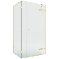 New Trendy Eventa Gold Brushed Duschkabine 130x90 cm rechteckig gold gebürstet/durchsichtiges Glas EXK-8335