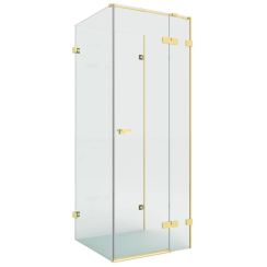New Trendy Eventa Copper Brushed Duschkabine 90x90 cm quadratisch gold gebürstet/durchsichtiges Glas EXK-8377