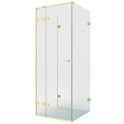 New Trendy Eventa Copper Brushed Duschkabine 100x90 cm rechteckig gold gebürstet/durchsichtiges Glas EXK-8378