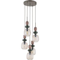 TK Lighting Zen New Brown Pendelleuchte 5x10 W weiß-braun 11879