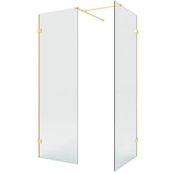 New Trendy Eventa Gold Brushed Walk-In Dusche 130x80 cm rechteckig gold gebürstet/durchsichtiges Glas EXK-8430