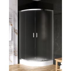 New Trendy Suvia Duschkabinen-Set mit Duschwanne 80x80 cm halbrund chrom Glanz/Mattglas ZS-0041