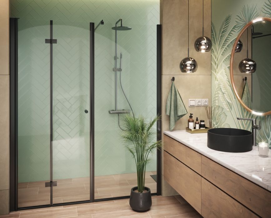 Duschabtrennung mit Thermostatmischer